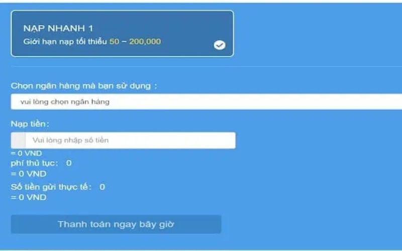 Nạp tiền ngay - Cược liền tay
